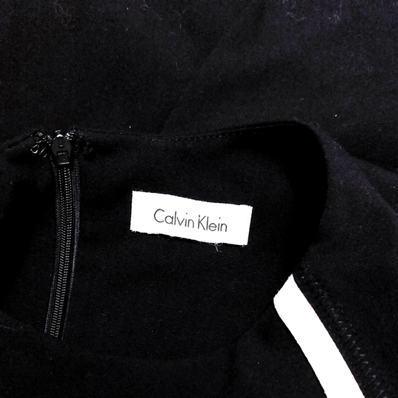 Calvin Klein EUC Black White Piping Sleeveless Sheath Dress Womens S/M - Picture 5 of 6
